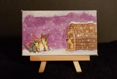 AC-02-Cats singing w-easel-SOLD